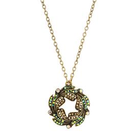 1928 Gold Tone Aurora Borealis Glass Stone Wreath Necklace