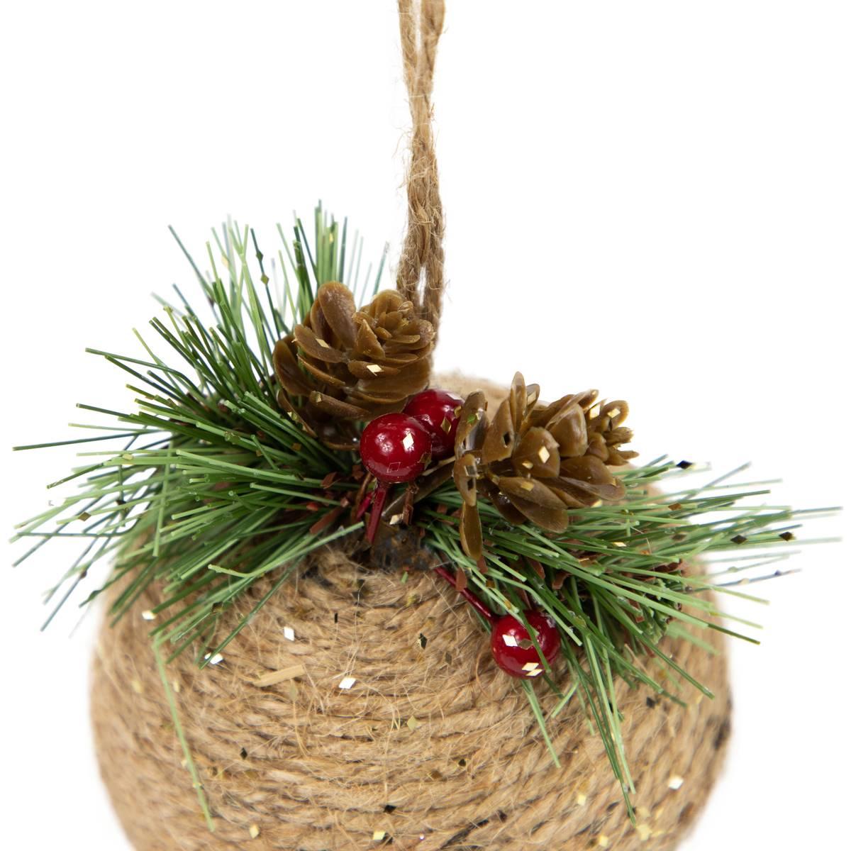 Northlight Seasonal 5in. Rustic Pine and Holly Christmas Ornament
