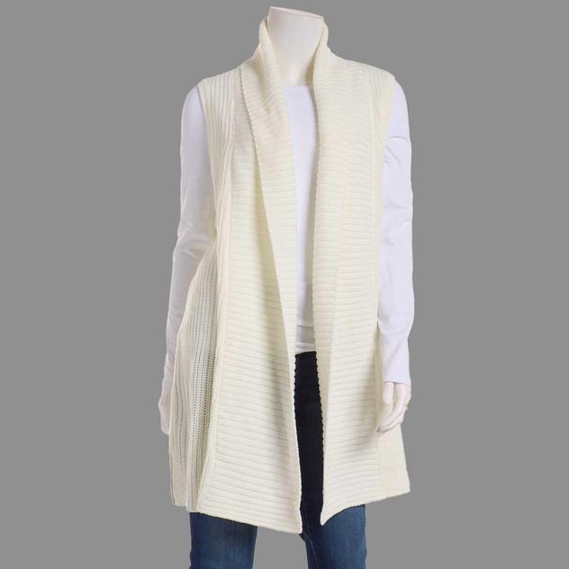 Womens Tint & Shadow Sleeveless Lapel Cable Cardigan