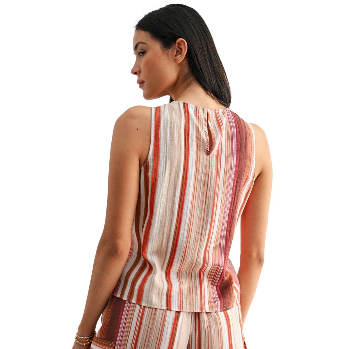 Womens CITY BLUES Sleeveless Stripe A-Line Blouse
