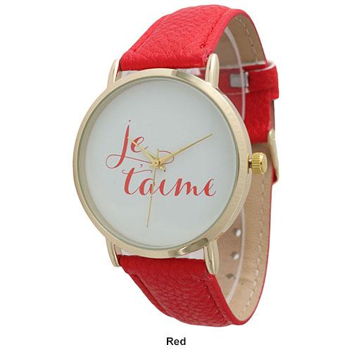 Womens Olivia Pratt Je T’aime Leather Strap Watch - 13444