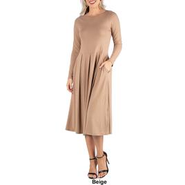 Womens 24/7 Comfort Apparel Fit &amp; Flare Pocket Dress