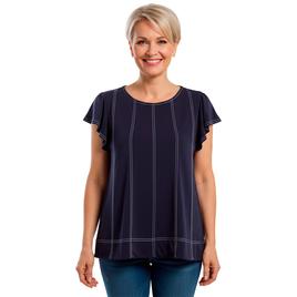Womens Adrianna Papell Flutter Sleeve Stitch Detail Blouse