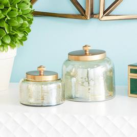 9th & Pike® Gold Smoked Glass Jars - Set of 2