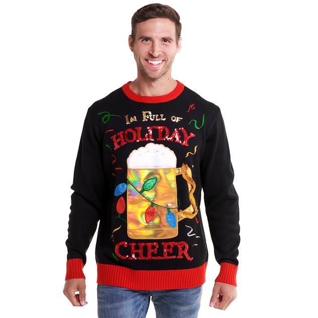 Mens Holiday Hype Full of Cheer w/ Pocket Ugly Christmas Sweater