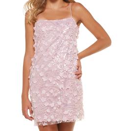Juniors Jump 3D Floral Sequin Slip Sheath Dress