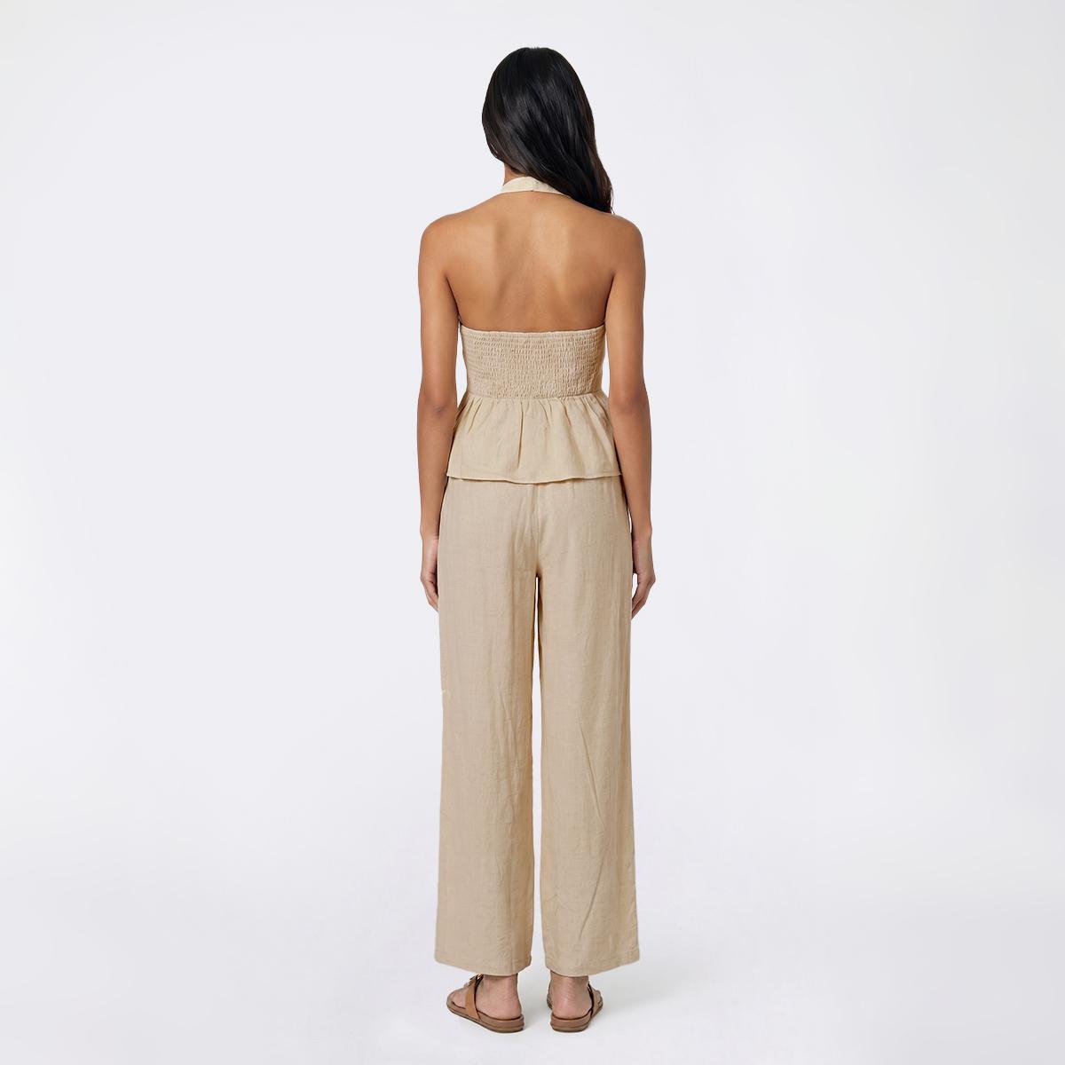 Juniors Hunter & Brown 2 Piece Halter Top and Wide Leg Pants Set