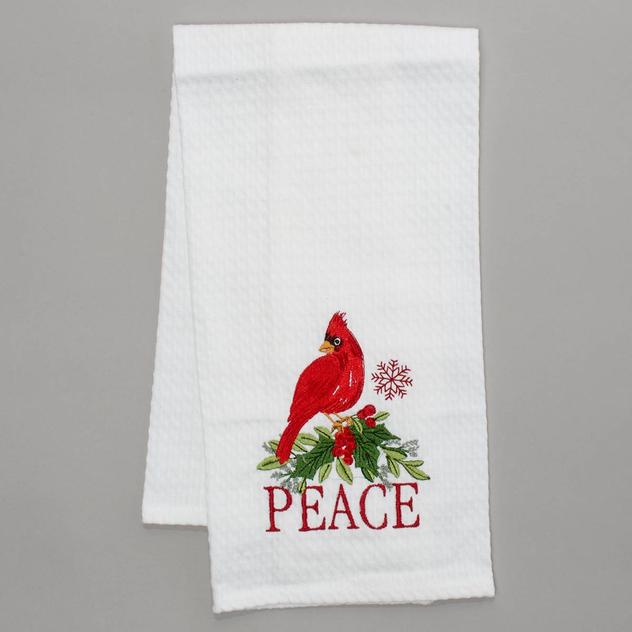 Kay Dee Nature Sings Peace Cardinal Waffle Kitchen Towel