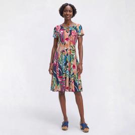 Womens Sami & Jo Keyhole Neck Floral Abstract A-Line Dress