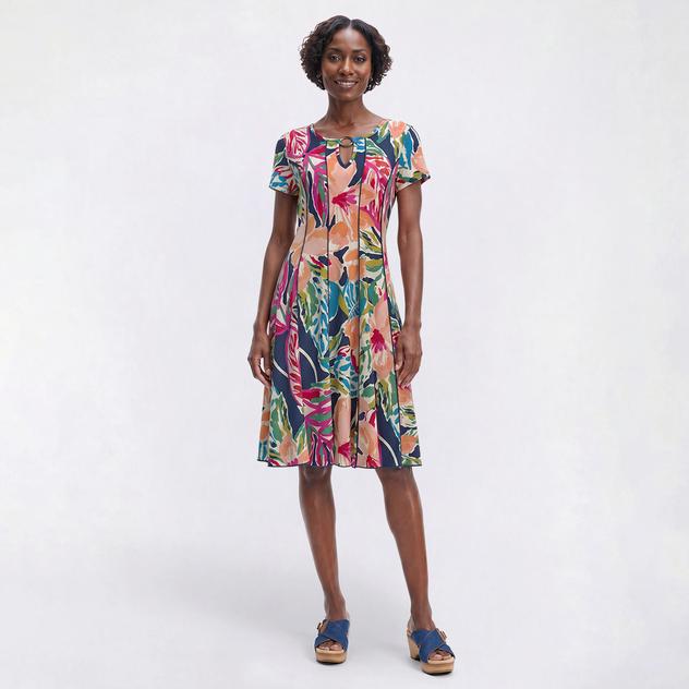 Plus Size Sami & Jo Keyhole Neck Floral Abstract A-Line Dress