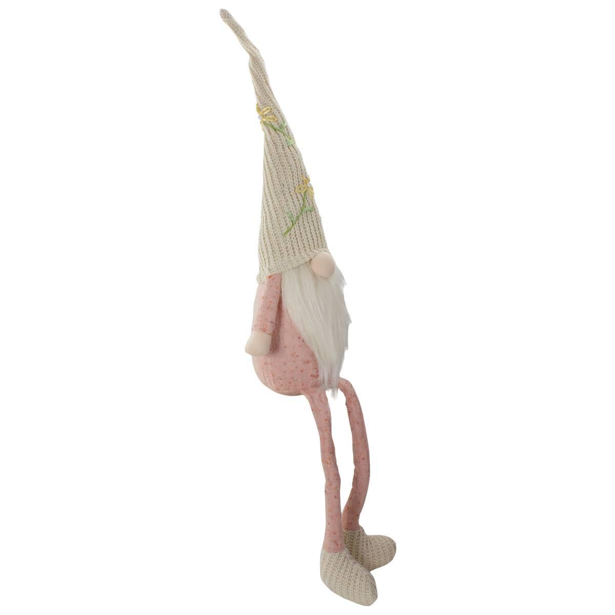 Northlight Seasonal Sitting Gnome w/ Floral Knitted Hat Figurine