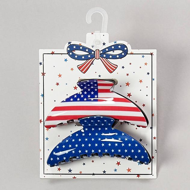 Womens Fantasia 2pk. Flag & Stars Claw Clips