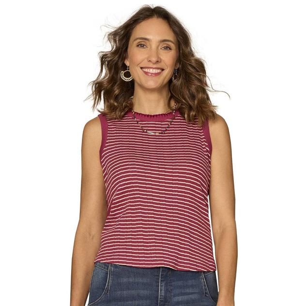 Womens Democracy Sleeveless Stripe Knit Tank Top