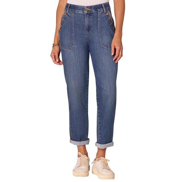 Womens Democracy “Ab”solution® Button Pocket Boyfriend Jeans
