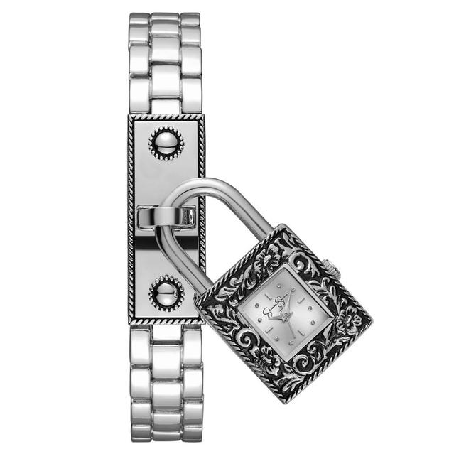Womens Jessica Simpson Silver Lock Dangle Watch - JS0119SL