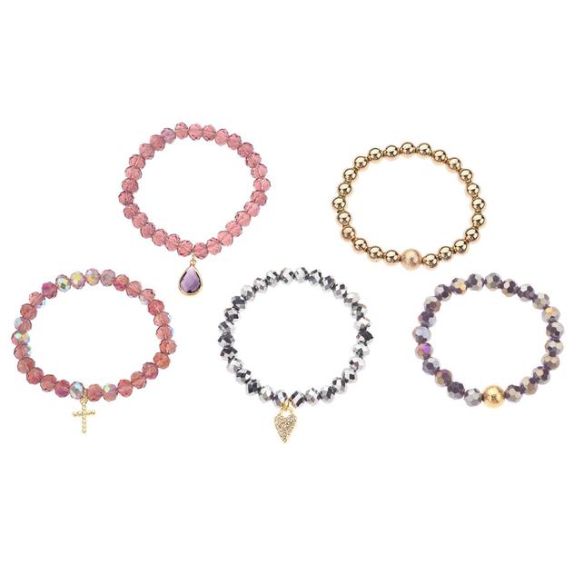 Ashley Cooper™ Gold-Tone 5pc Multi-Color Beaded Stretch Bracelets