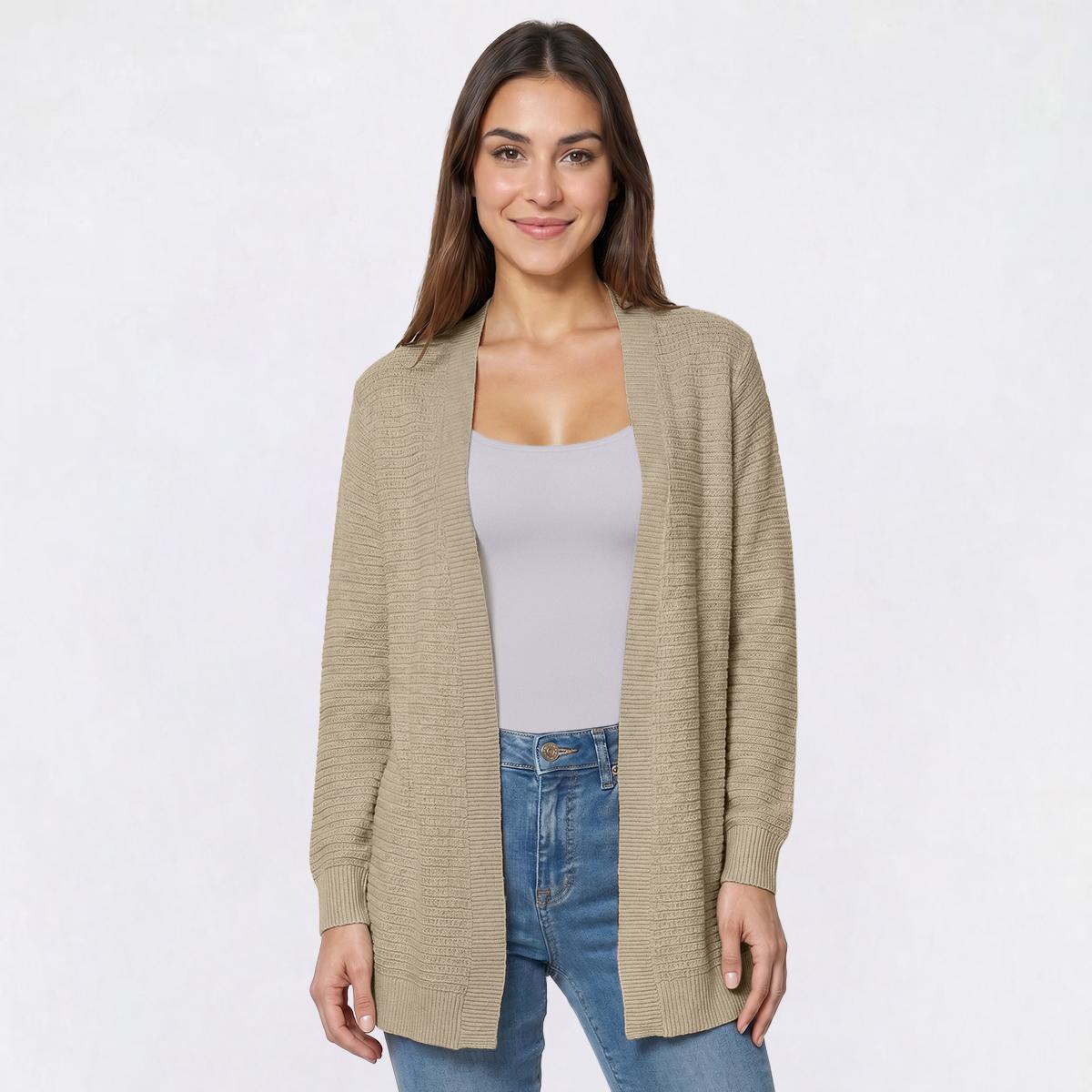 Womens 89th & Madison Long Sleeve Open Front Back Detail Cardigan