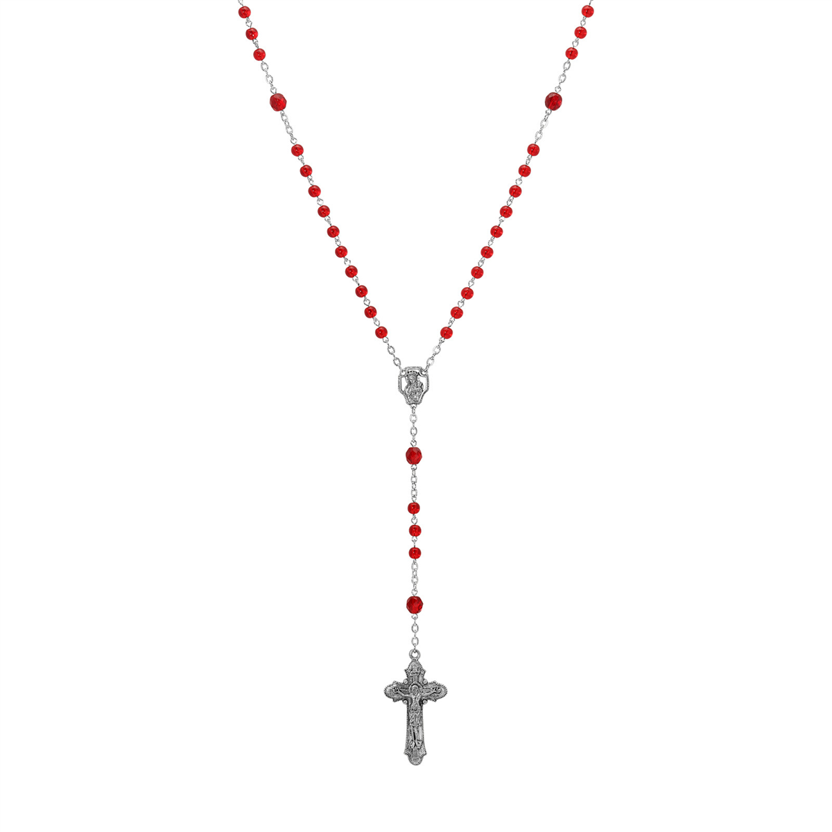 Symbols of Faith Silver-tone Beaded Crucifix Rosary
