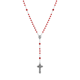 Symbols of Faith Silver-tone Beaded Crucifix Rosary