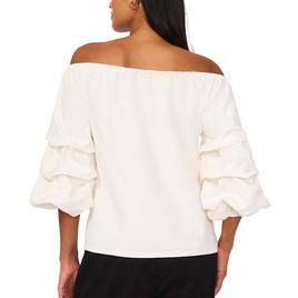 Womens MSK Pearl Trim Lantern Sleeve Off The Shoulder Blouse