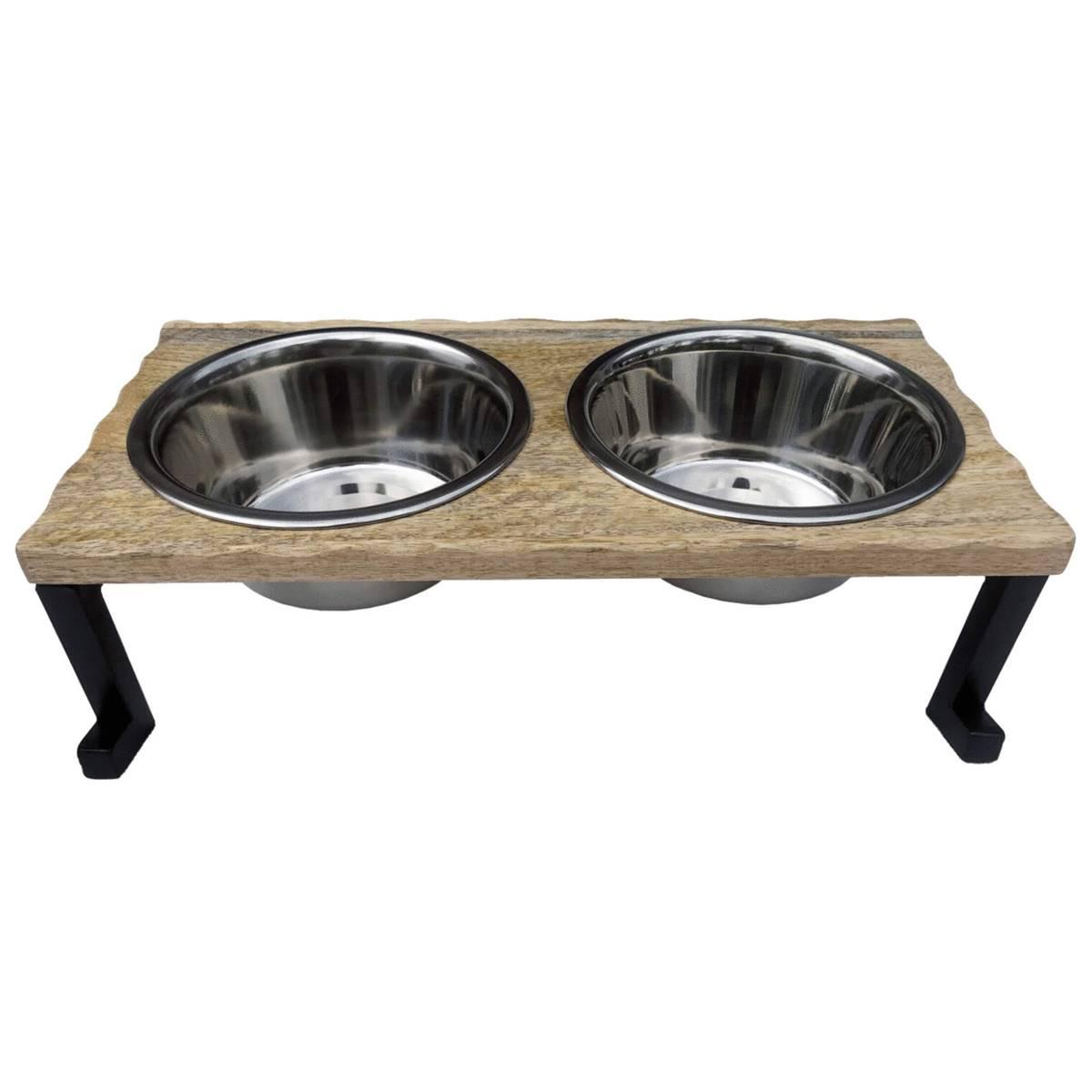 Indipets Luxe Craft Wooden Slated Elevated Feeder