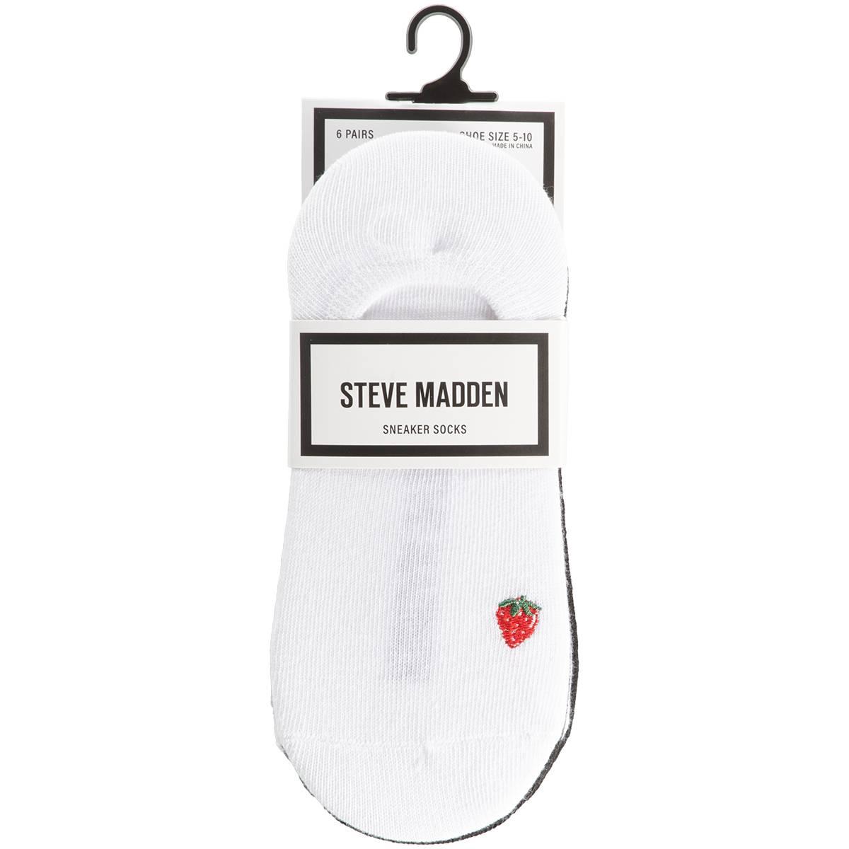 Womens Steve Madden 6pk. Strawberry Low Cut Socks