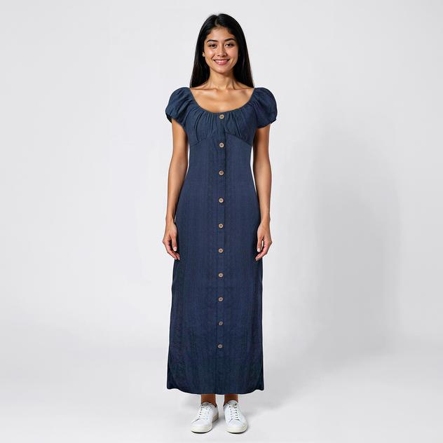 Juniors Derek Heart Crinkle Jacquard Short Sleeve Maxi Dress