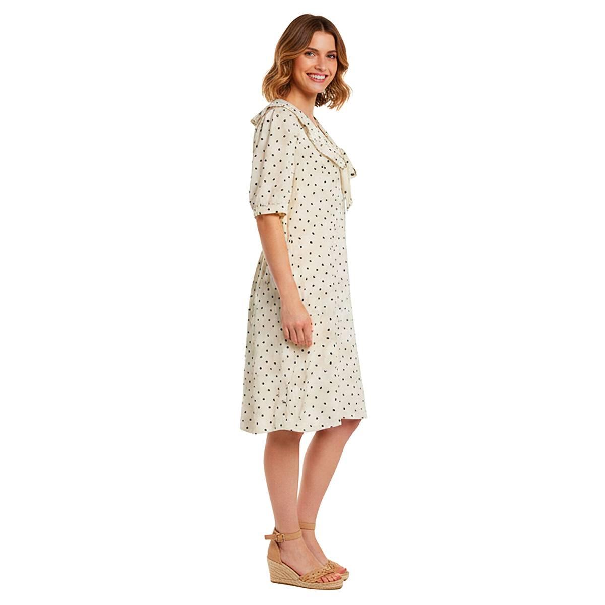 Womens Vivid Aura Short Sleeve Peter Pan Collar A-Line Dress