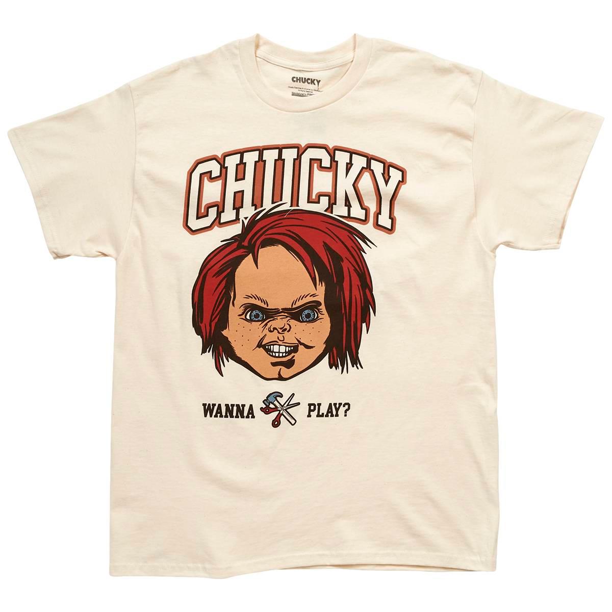Young Mens Freeze Chucky Wanna Play Short Sleeve Graphic Tee