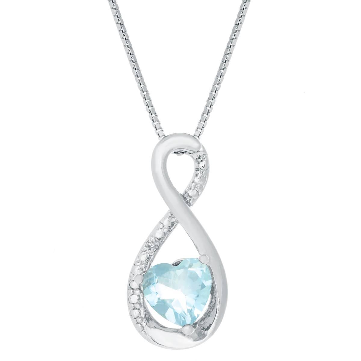 Gemminded 6mm Heart Aquamarine & 0.005ctw. Diamond Pendant
