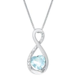 Gemminded 6mm Heart Aquamarine & 0.005ctw. Diamond Pendant