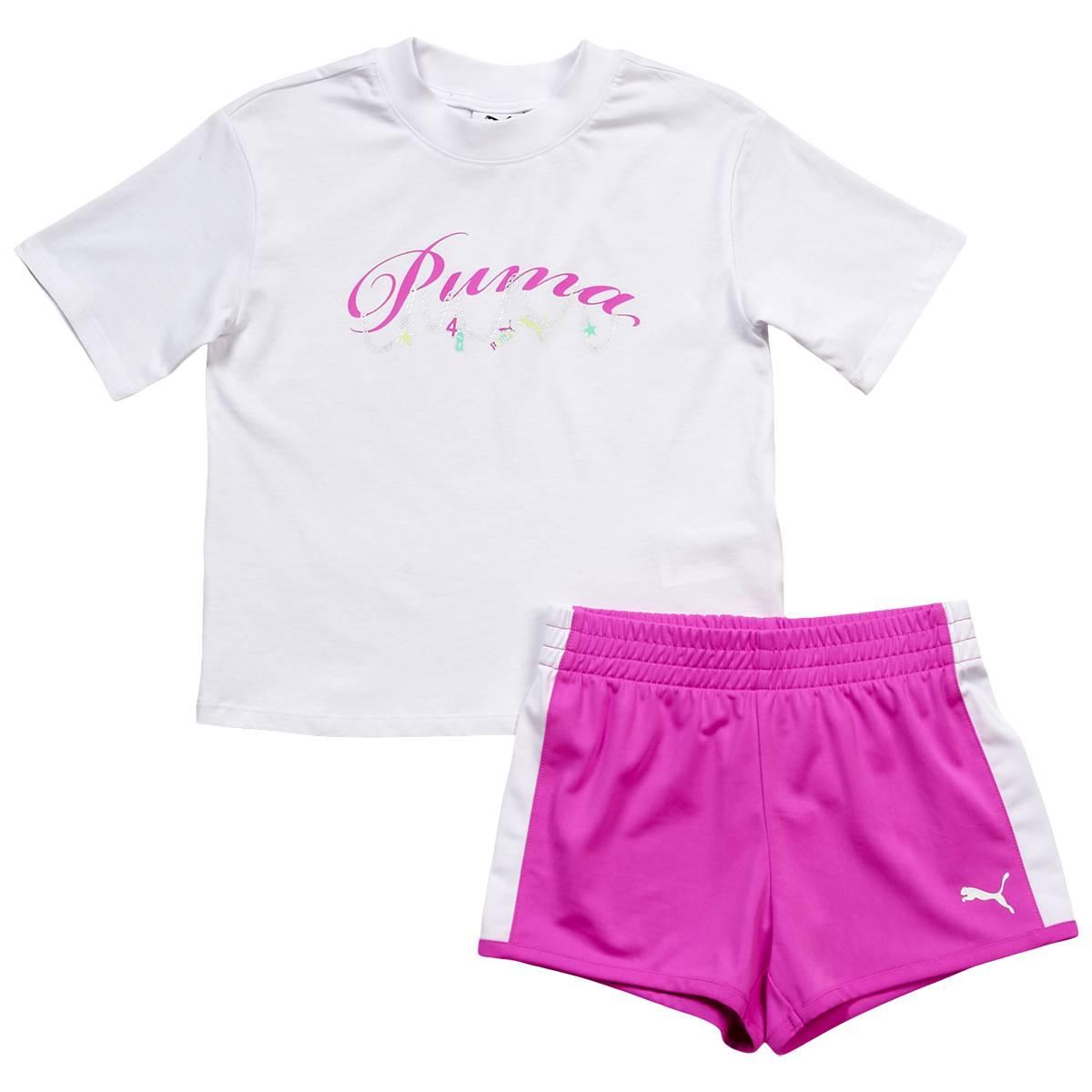 Girls (7-16) Puma(R) Puma Bracelet Tee w/ Tricot Short Set