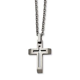 Mens Gentlemen's Classics(tm) Stainless Steel Cut-Out Cross Necklace
