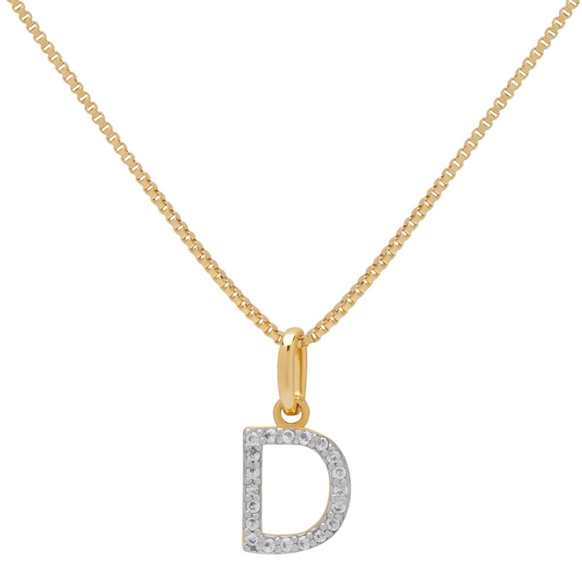 Gianni Argento Two-Tone Lab White Sapphire Initial D Pendant