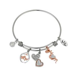 Shine Mom Birds & Hearts Clear Crystal Bangle Bracelet