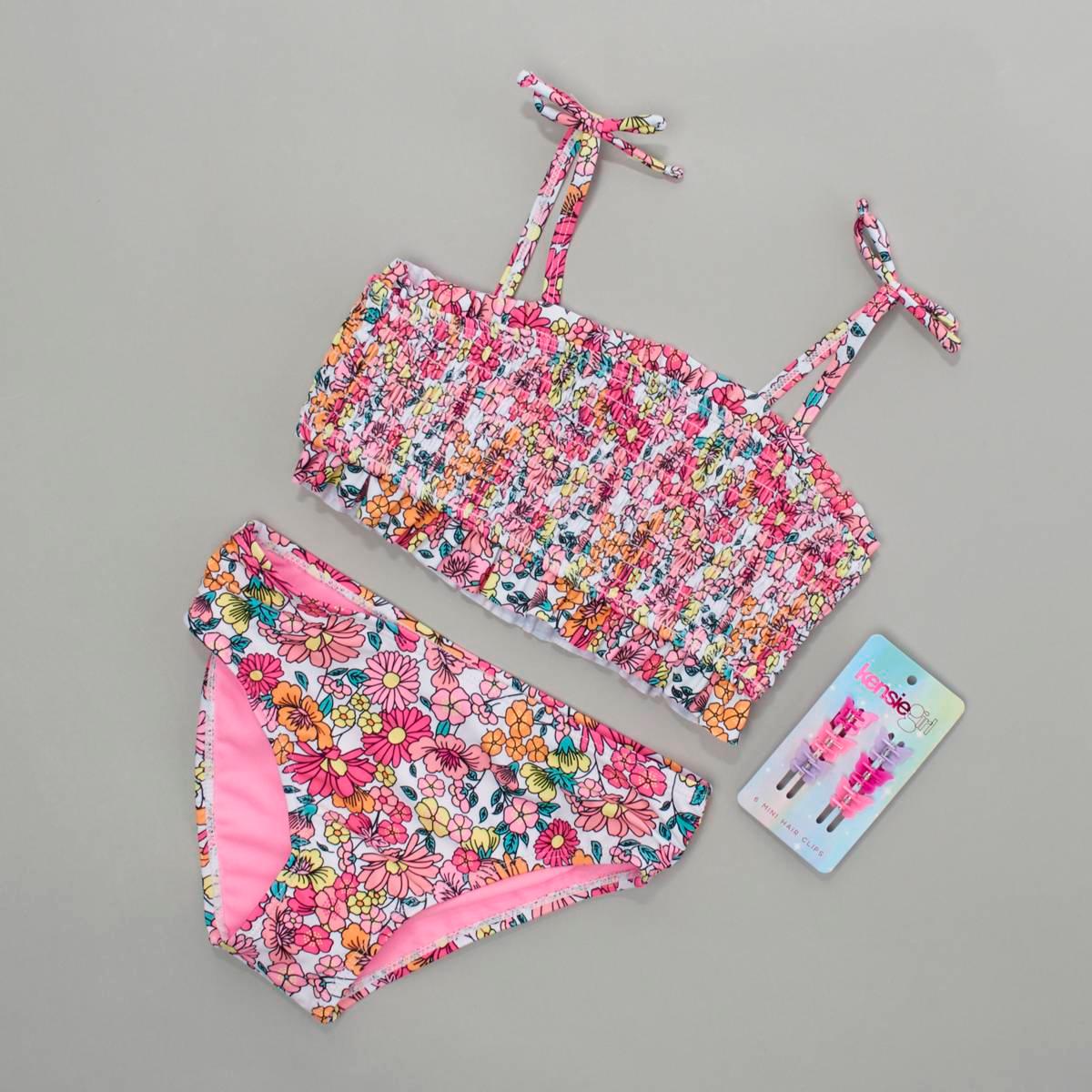 Girls (7-16) Kensie Floral Ruched Bikini 2pc. Swim Set