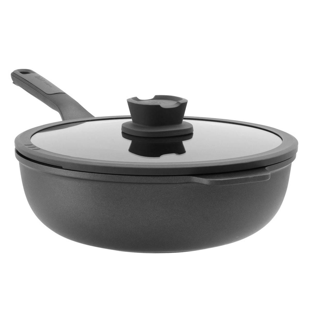 BergHOFF Stone+ Nonstick Ceramic 4.6qt. Wok Pan w/ Glass Lid