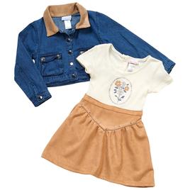 Girls (4-6x) Little Lass® 2pc. Faux Suede Dress with Denim Jacket