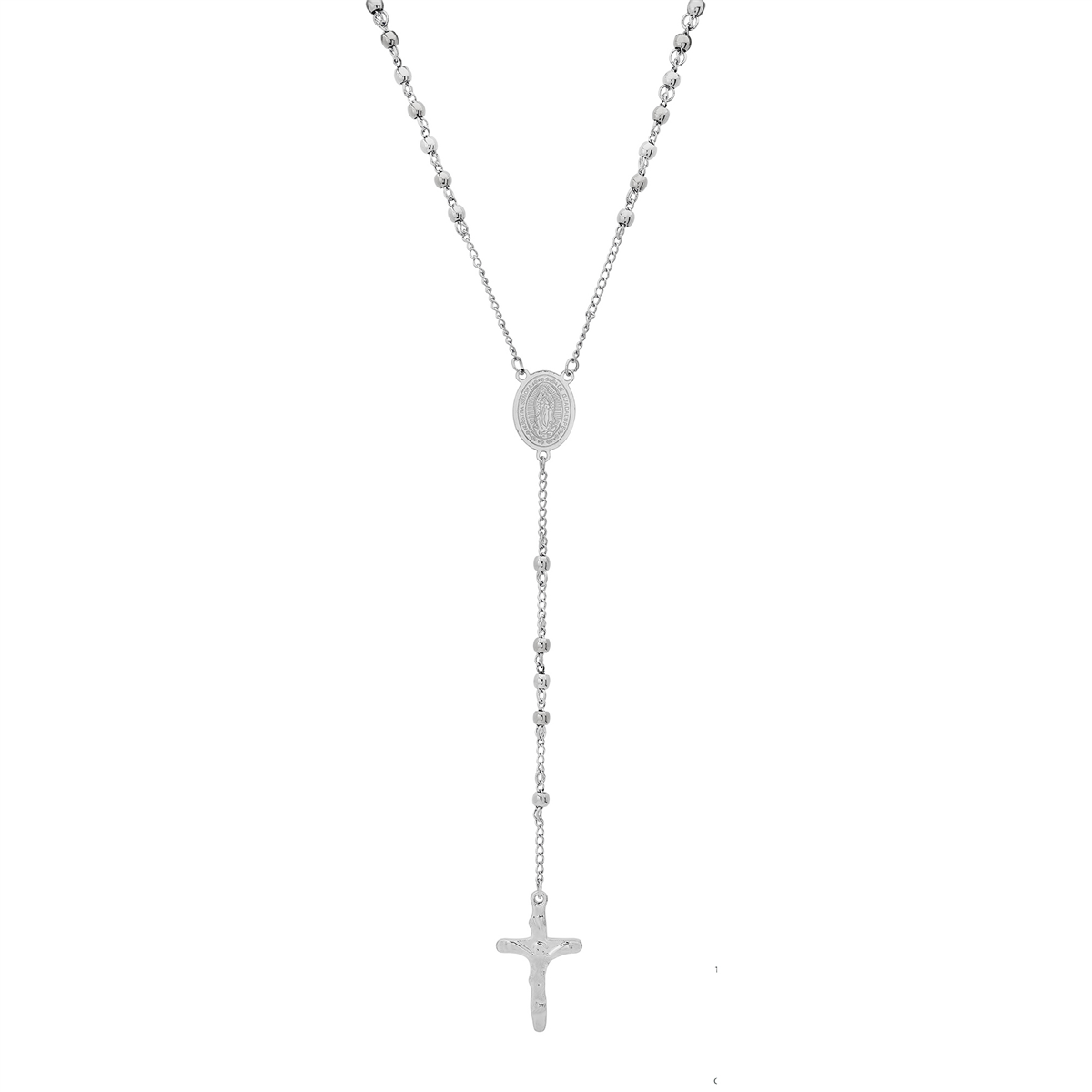 Mens Iron Saints Beaded Rosary with Miraculous Medal & Cross
