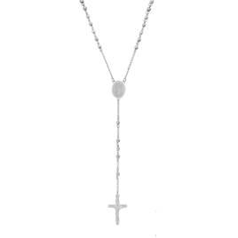 Mens Iron Saints Beaded Rosary with Miraculous Medal & Cross