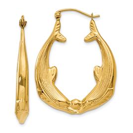 Gold Classics(tm) 17mm. 14kt. Polished Dolphins Hoop Earrings