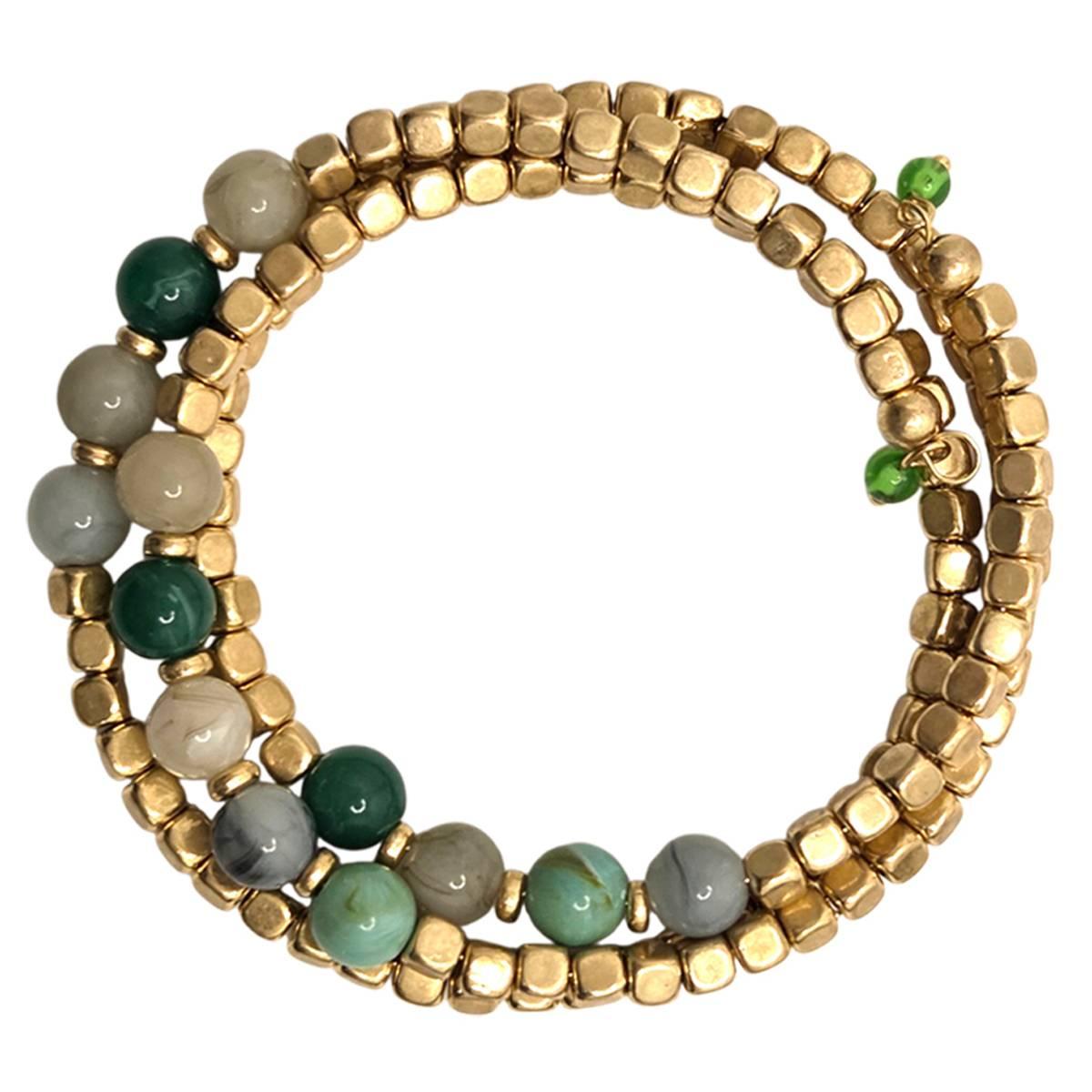 Ashley Cooper(tm) Cream/Green Swirl Coil Bracelet
