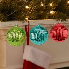 PENN 3pc. Multi-Color Mercury Glass Ball Christmas Ornaments