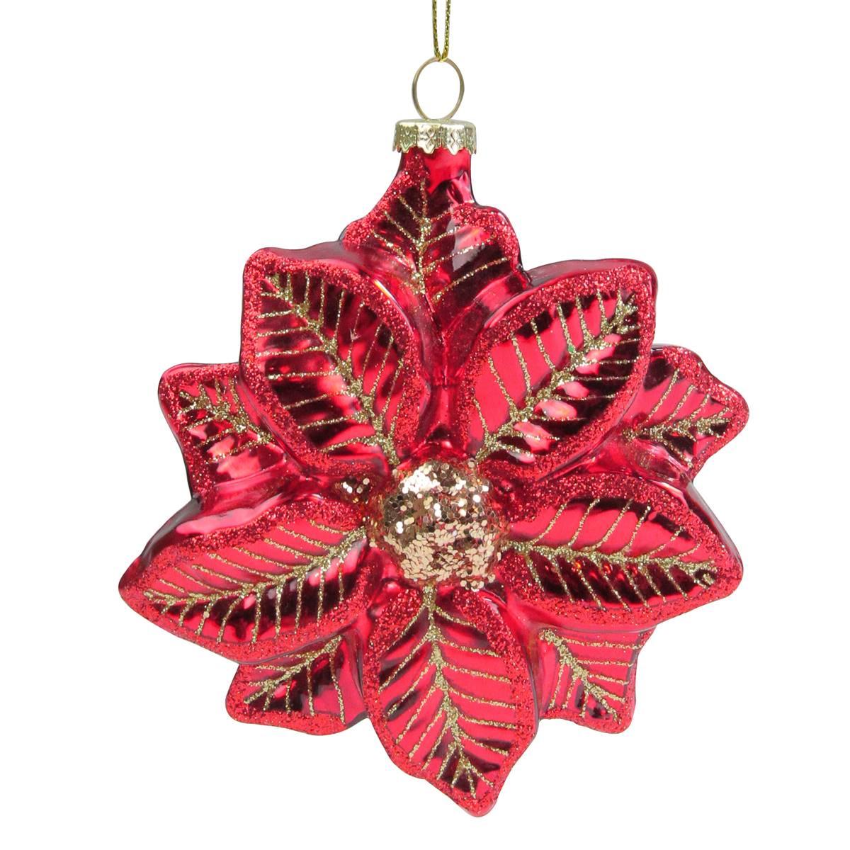 Northlight Seasonal Glittery Poinsettia Christmas Ornament
