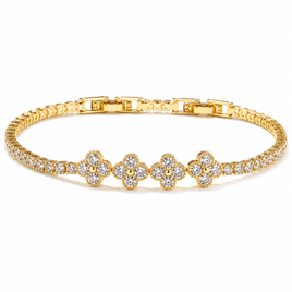 Saffron 18kt. Gold Plated Gold CZ Flower Bracelet