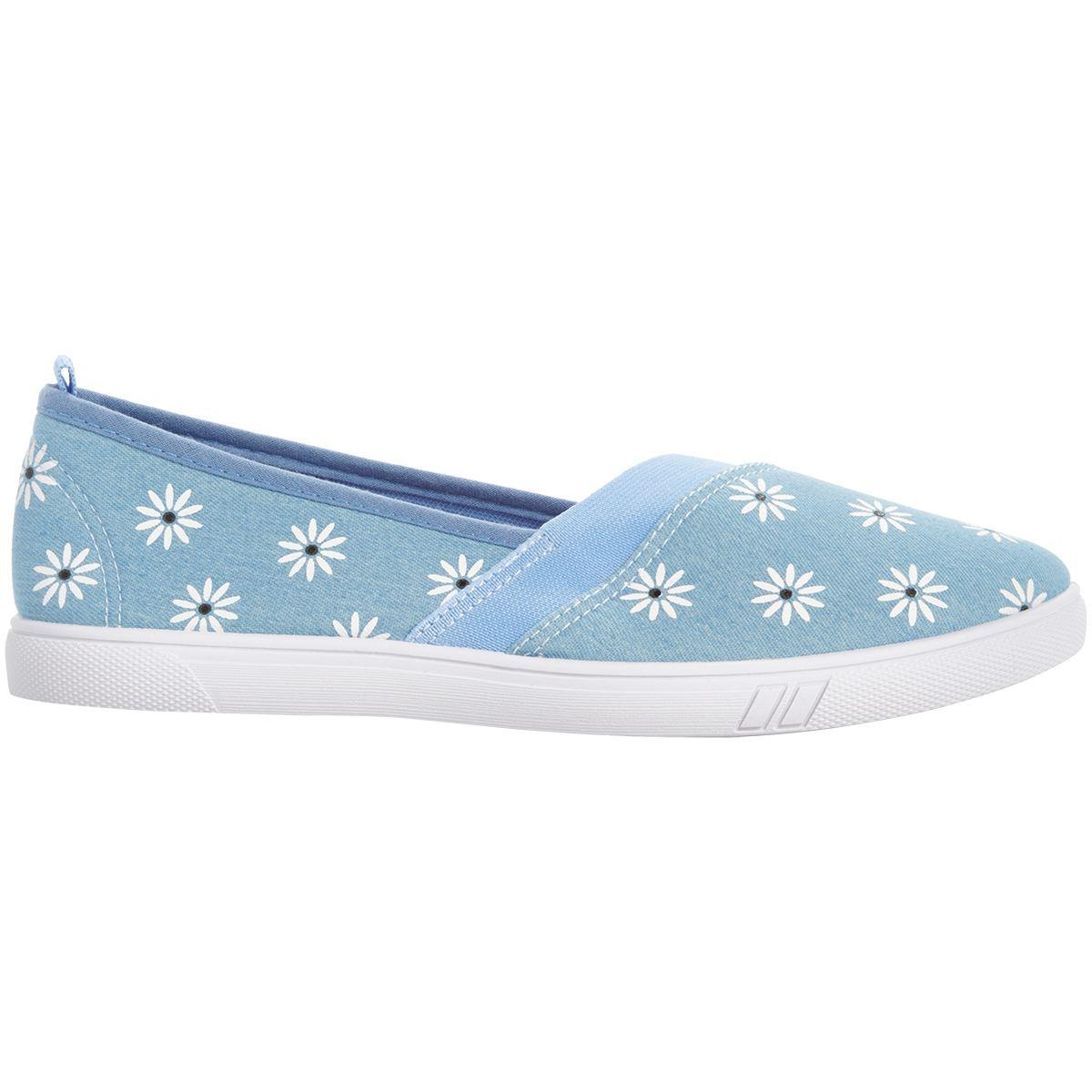 Womens Ashley Blue Floral Canvas Slip On Flats