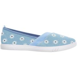 Womens Ashley Blue Floral Canvas Slip On Flats
