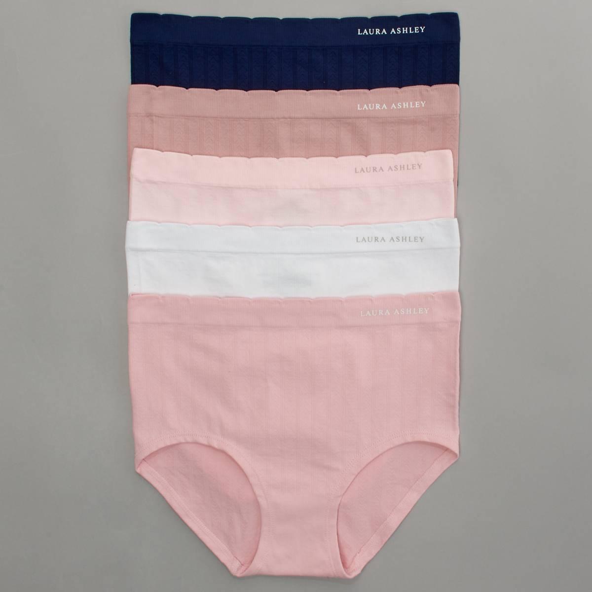 Womens Laura Ashley(R) Heart Pointelle Brief Panties - LS1302-5PKA