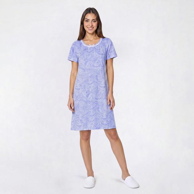 Womens Carole Hochman Short Sleeve Paisley Nightshirt