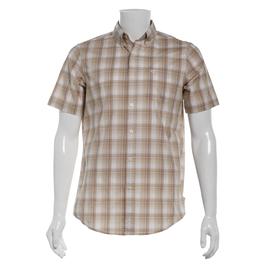 Mens Chaps Short Sleeve Stretch Button Down Shirt - Khaki